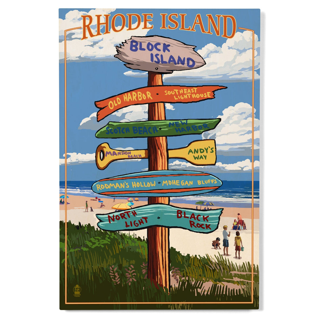 Block Island, Rhode Island, Sign Destinations, Lantern Press Poster, Wood Signs and Postcards - Lantern Press