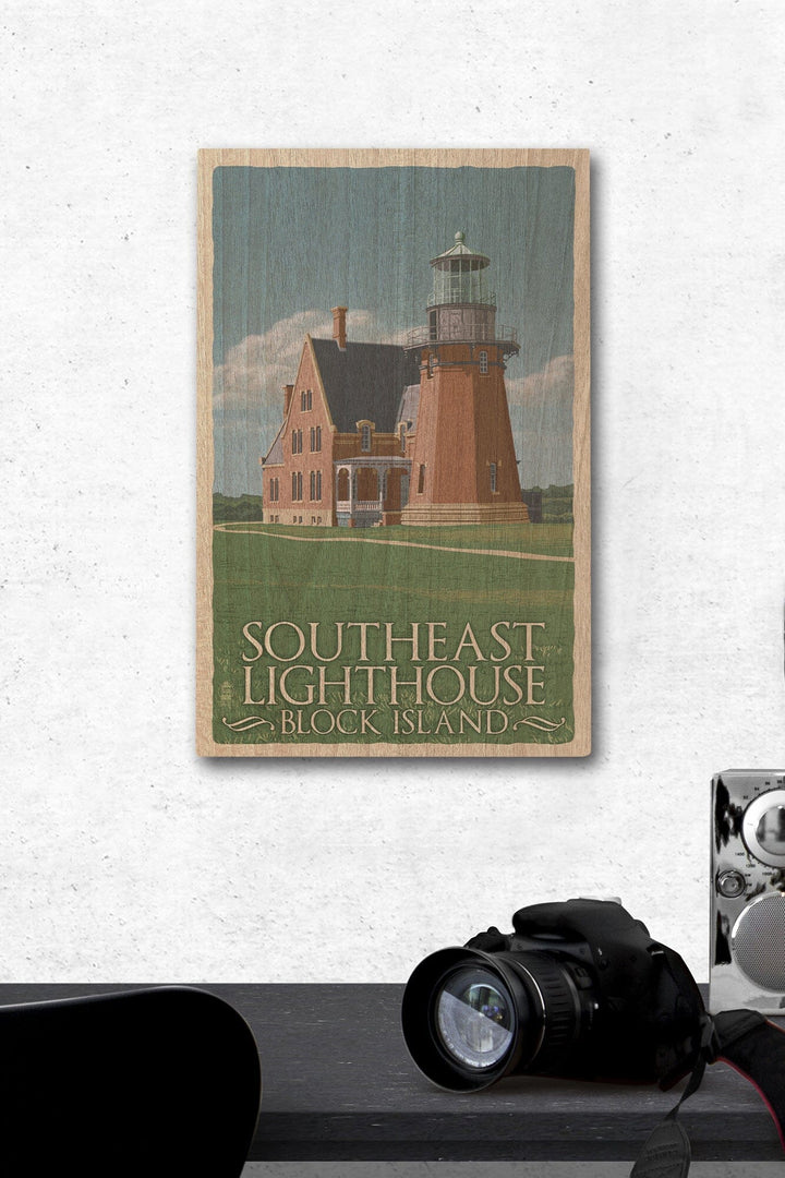 Block Island, Rhode Island, South East Lighthouse, Letterpress, Lantern Press Artwork, Wood Signs and Postcards - Lantern Press