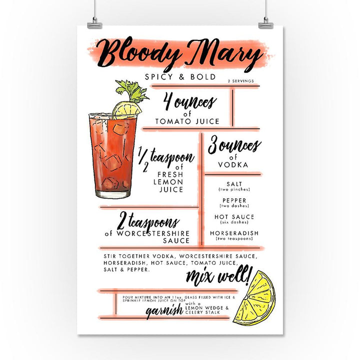 Bloody Mary, Cocktail Recipe, Art & Giclee Prints - Lantern Press