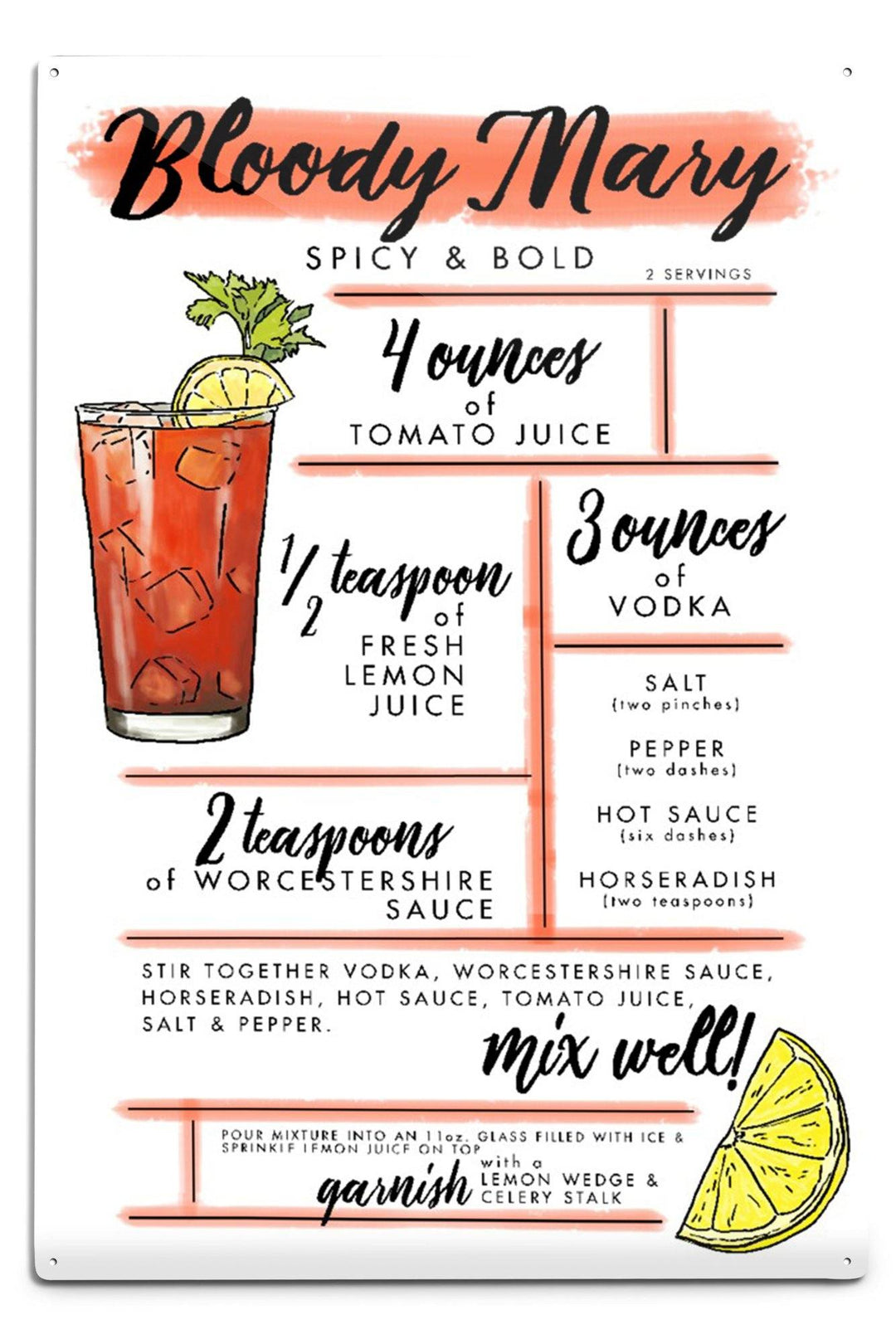 Bloody Mary, Cocktail Recipe, Art & Giclee Prints - Lantern Press