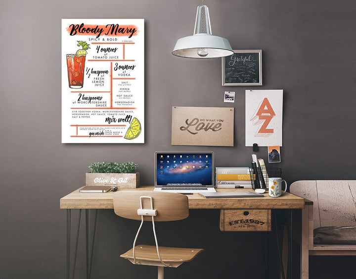 Bloody Mary, Cocktail Recipe, Lantern Press Artwork, Stretched Canvas - Lantern Press