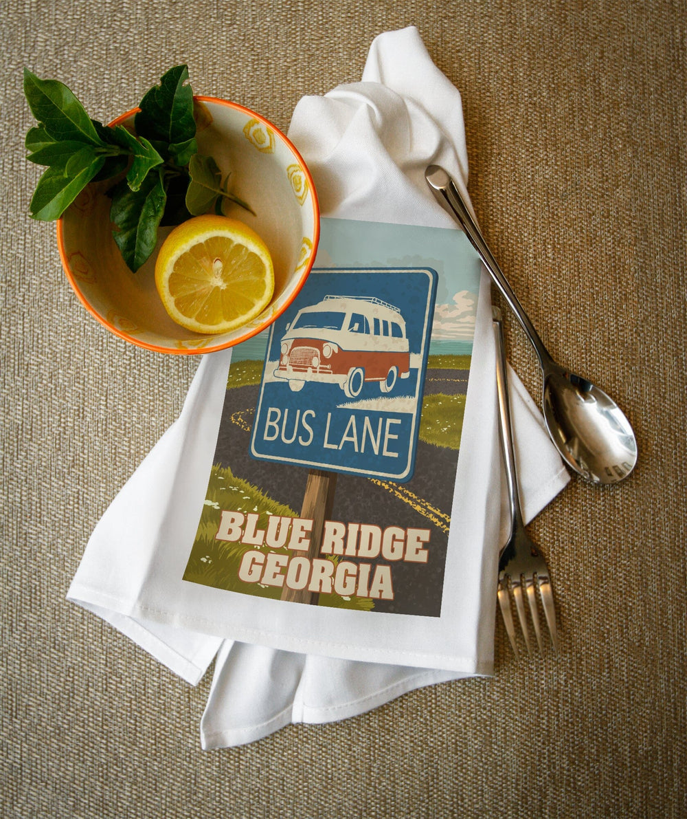 Blue Ridge, Georgia, Camper Van, Bus Lane Sign, Lantern Press Artwork - Lantern Press