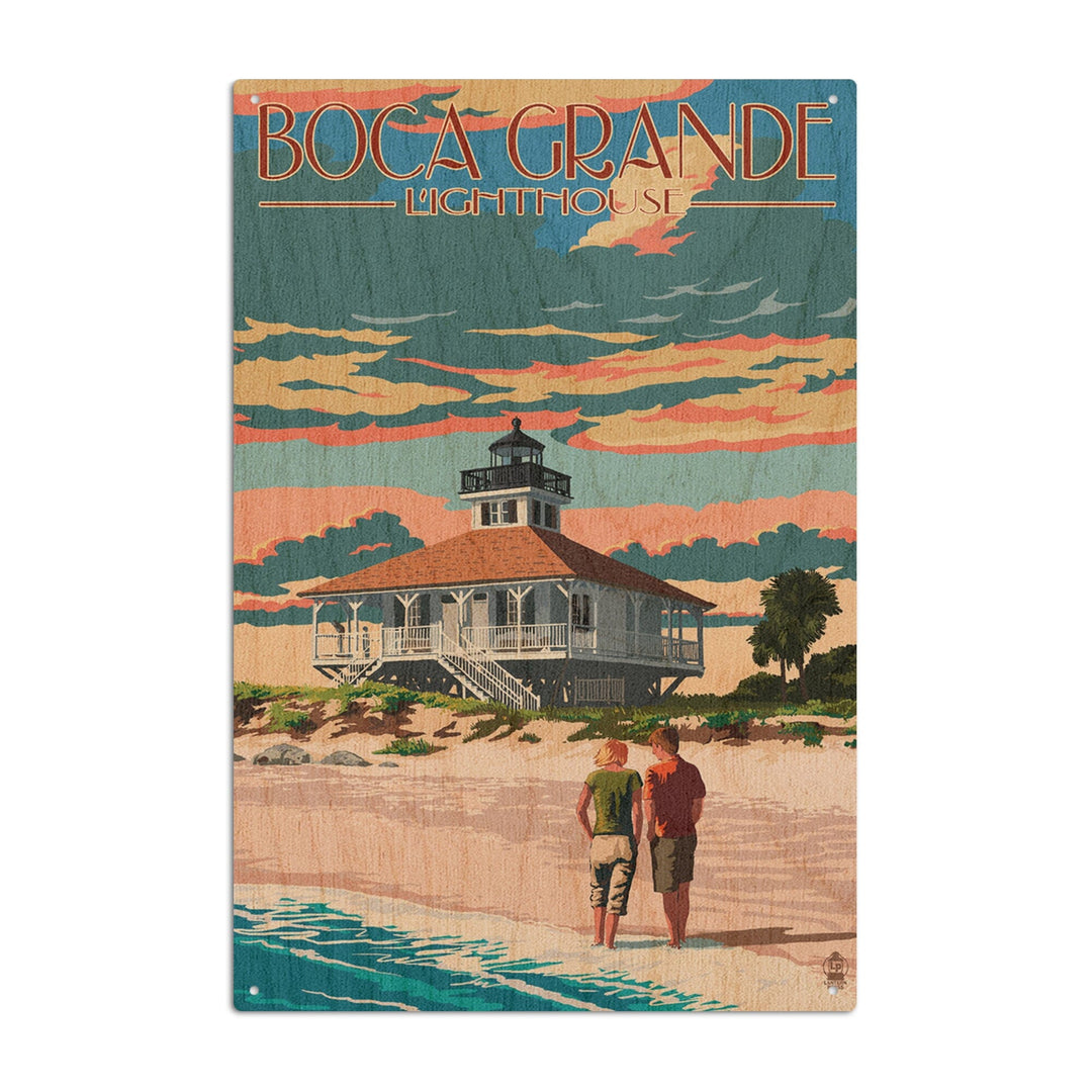 Boca Grande, Florida, Lighthouse, Lantern Press Artwork, Wood Signs and Postcards - Lantern Press