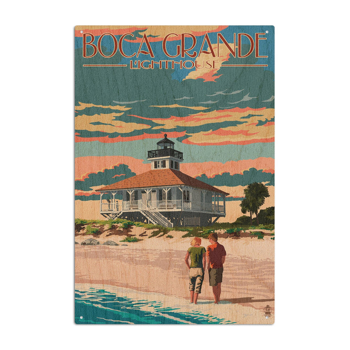 Boca Grande, Florida, Lighthouse, Lantern Press Artwork, Wood Signs and Postcards - Lantern Press