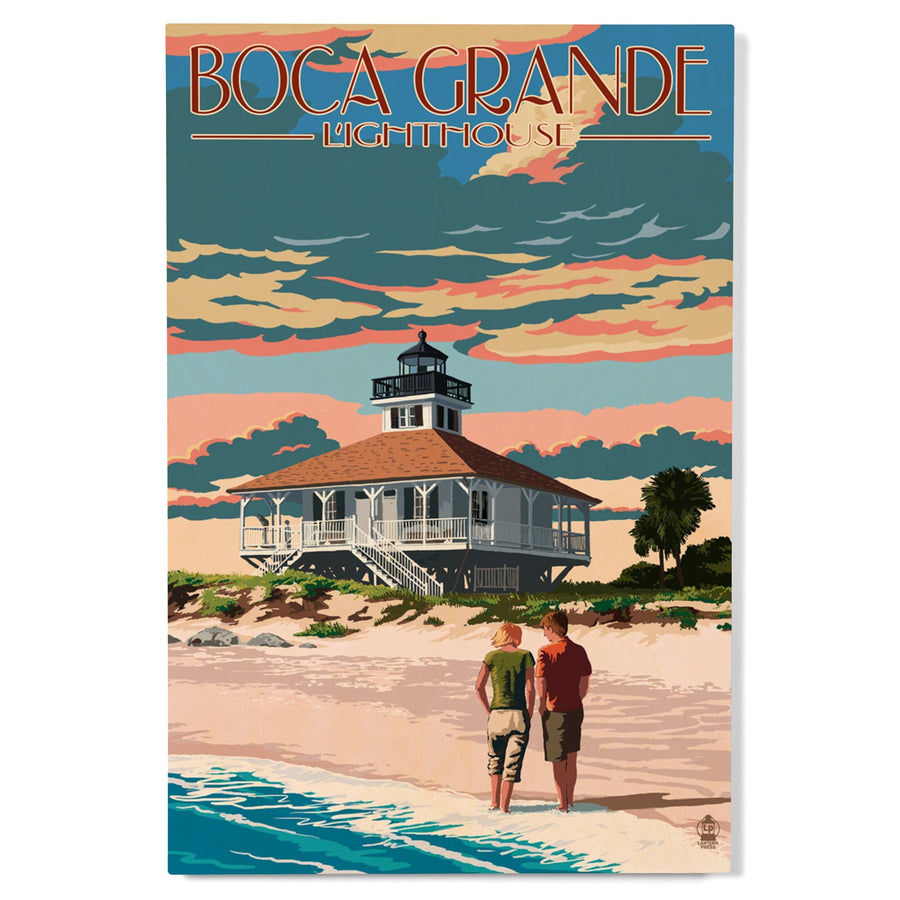 Boca Grande, Florida, Lighthouse, Lantern Press Artwork, Wood Signs and Postcards - Lantern Press
