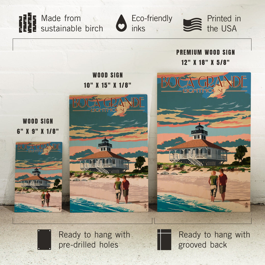 Boca Grande, Florida, Lighthouse, Lantern Press Artwork, Wood Signs and Postcards - Lantern Press