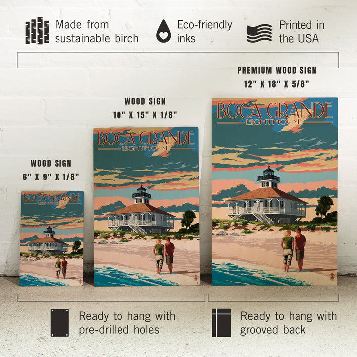 Boca Grande, Florida, Lighthouse, Lantern Press Artwork, Wood Signs and Postcards - Lantern Press