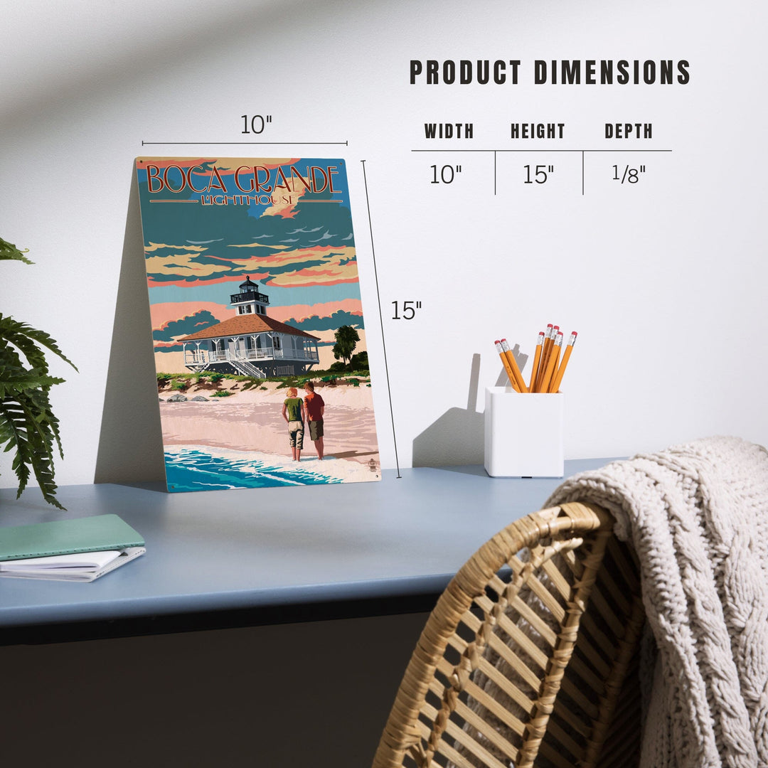 Boca Grande, Florida, Lighthouse, Lantern Press Artwork, Wood Signs and Postcards - Lantern Press