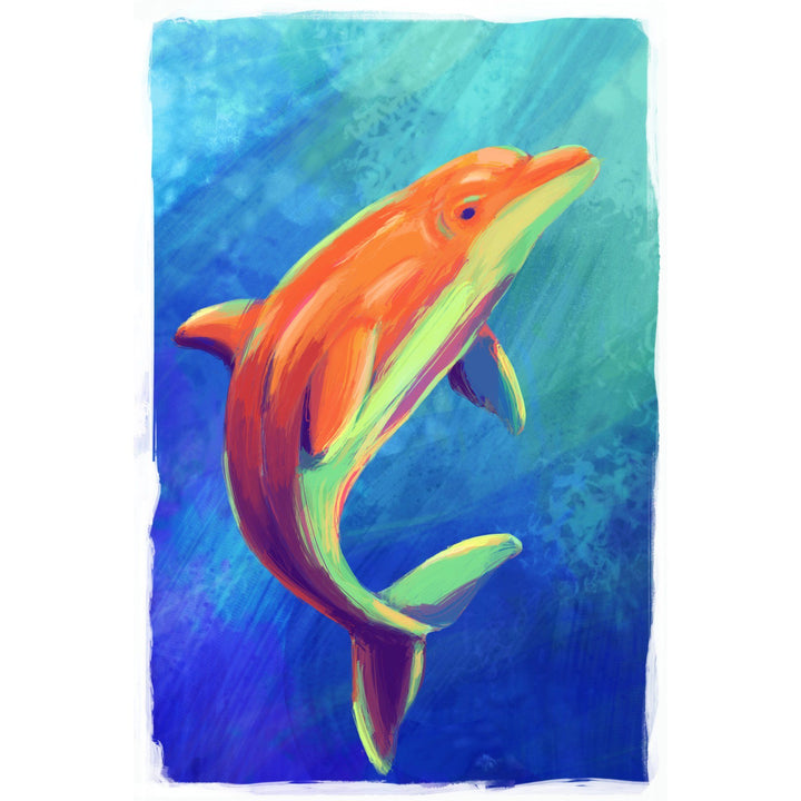 Bottlenose Dolphin, Vivid, Lantern Press Artwork, Stretched Canvas - Lantern Press