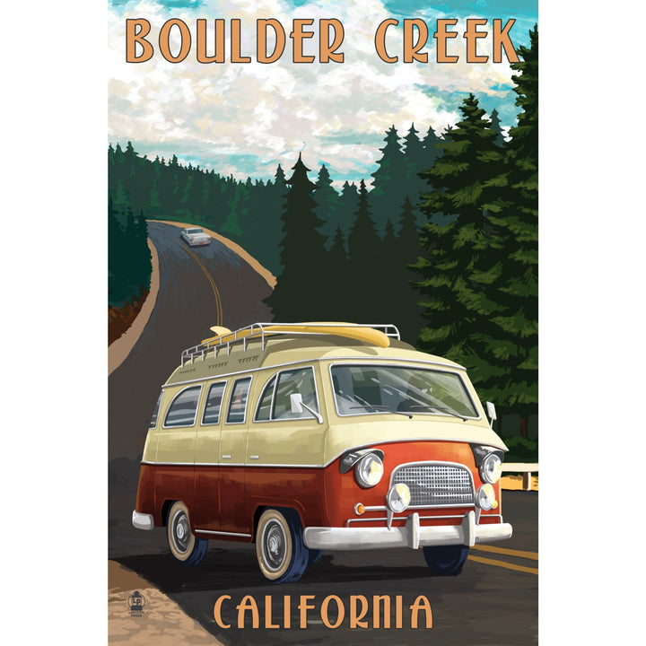 Boulder Creek, California, Camper Van, Lantern Press Artwork - Lantern Press