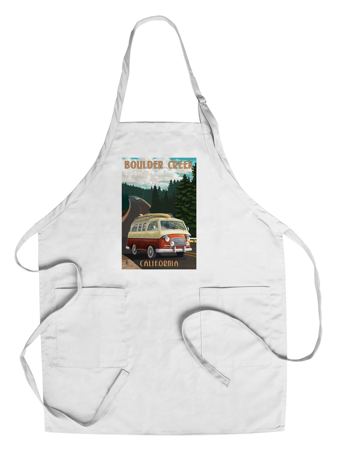 Boulder Creek, California, Camper Van, Lantern Press Artwork Kitchen Lantern Press Chef's Apron 