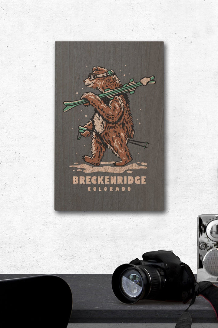 Breckenridge, Colorado, Ski Bear, Lantern Press Artwork, Wood Signs and Postcards - Lantern Press