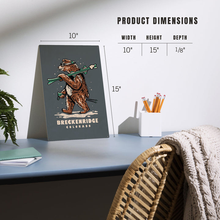 Breckenridge, Colorado, Ski Bear, Lantern Press Artwork, Wood Signs and Postcards - Lantern Press