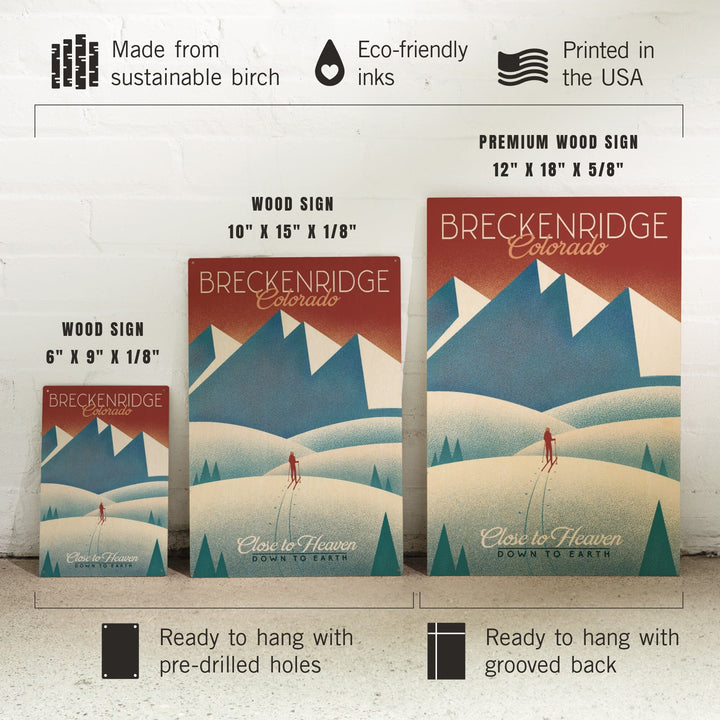 Breckenridge, Colorado, Skier In the Mountains, Litho, Lantern Press Artwork, Wood Signs and Postcards - Lantern Press
