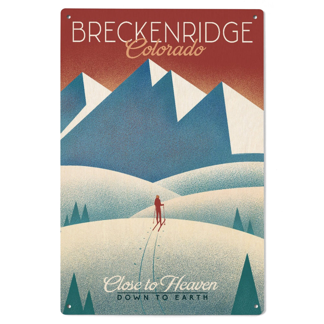 Breckenridge, Colorado, Skier In the Mountains, Litho, Lantern Press Artwork, Wood Signs and Postcards - Lantern Press