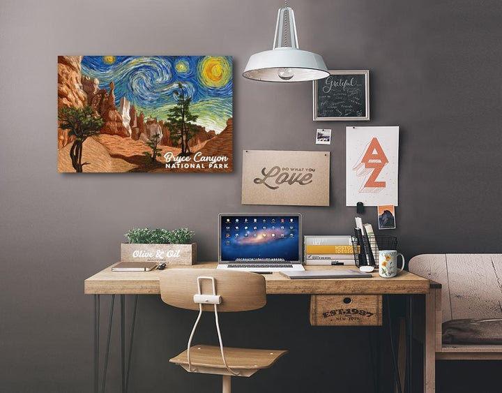 Bryce Canyon National Park, Starry Night National Park Series, Lantern Press Artwork, Stretched Canvas - Lantern Press