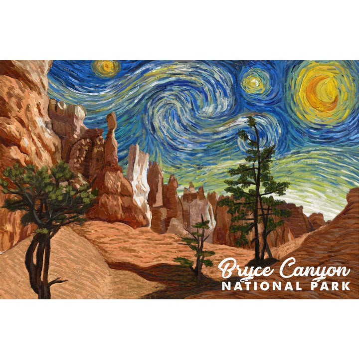 Bryce Canyon National Park, Starry Night National Park Series, Lantern Press Artwork, Stretched Canvas - Lantern Press