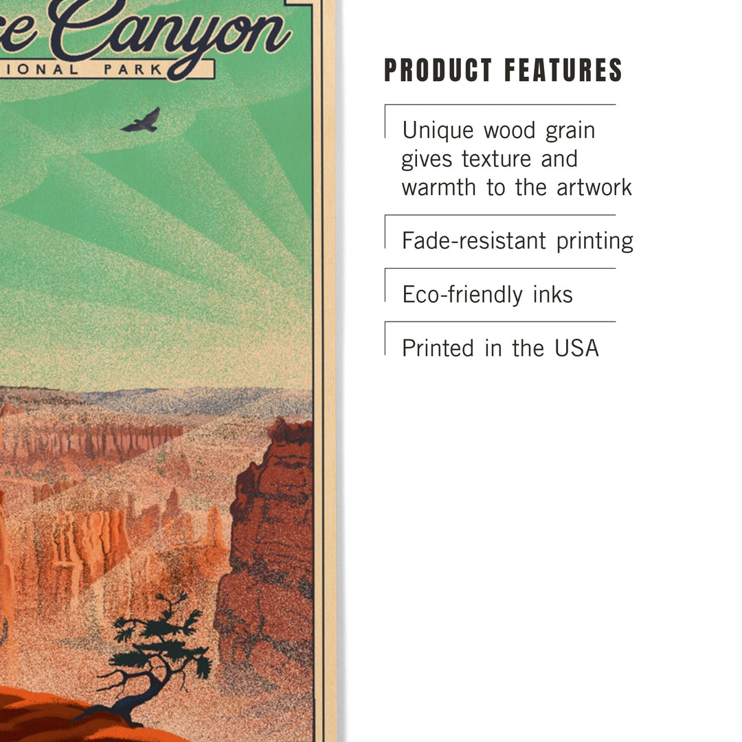 Bryce Canyon National Park, Utah, Bryce Point, Lithograph National Park Series, Lantern Press Artwork, Wood Signs and Postcards - Lantern Press