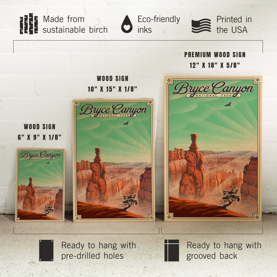 Bryce Canyon National Park, Utah, Bryce Point, Lithograph National Park Series, Lantern Press Artwork, Wood Signs and Postcards - Lantern Press