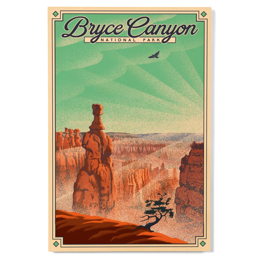 Bryce Canyon National Park, Utah, Bryce Point, Lithograph National Park Series, Lantern Press Artwork, Wood Signs and Postcards - Lantern Press