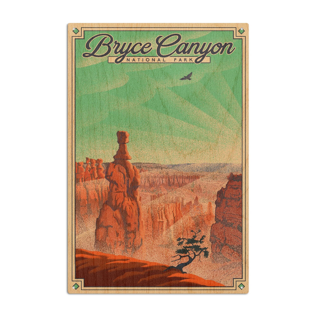 Bryce Canyon National Park, Utah, Bryce Point, Lithograph National Park Series, Lantern Press Artwork, Wood Signs and Postcards - Lantern Press