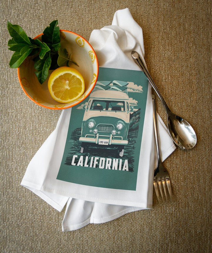 California, Letterpress, Camper Van, Contour, Lantern Press Artwork - Lantern Press