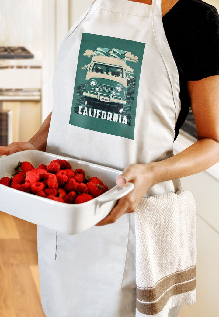 California, Letterpress, Camper Van, Contour, Lantern Press Artwork - Lantern Press
