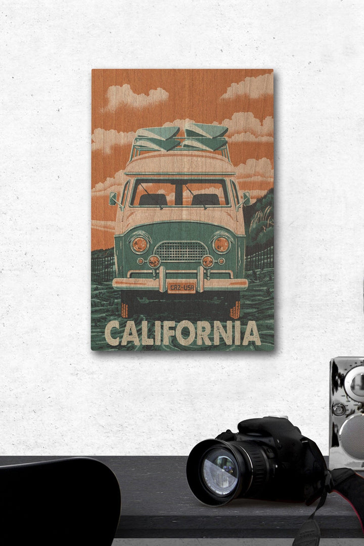 California, Letterpress, Camper Van, Lantern Press Artwork, Wood Signs and Postcards - Lantern Press