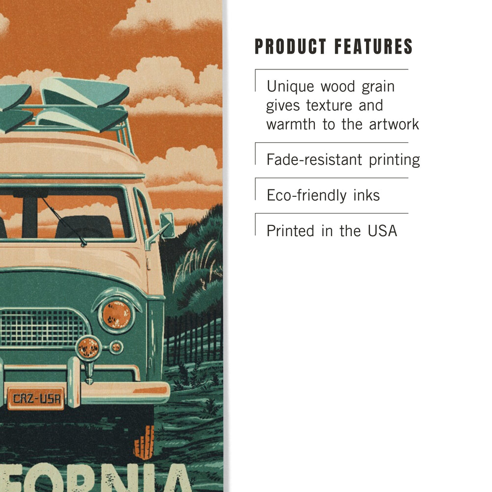 California, Letterpress, Camper Van, Lantern Press Artwork, Wood Signs and Postcards - Lantern Press