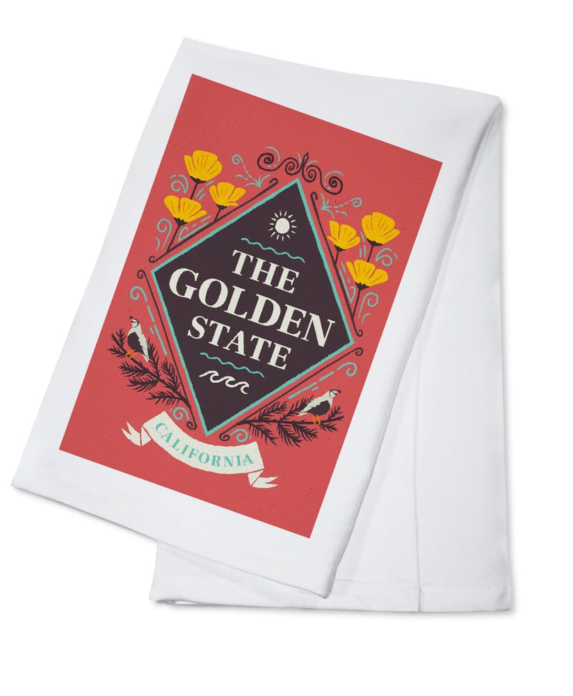 California, State Motto Crest, State Series, Organic Cotton Kitchen Tea Towels - Lantern Press