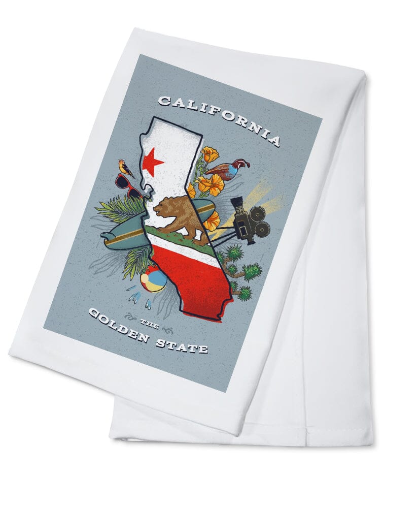 California, State Treasure Trove, State Series, Organic Cotton Kitchen Tea Towels - Lantern Press