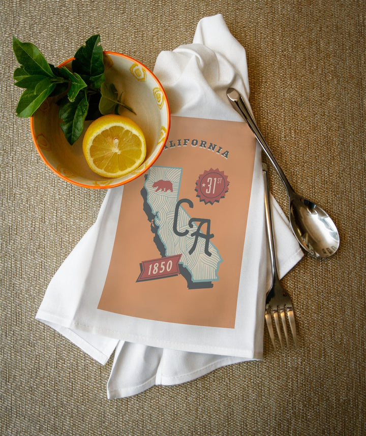 California, Statehood, State Series, Organic Cotton Kitchen Tea Towels - Lantern Press
