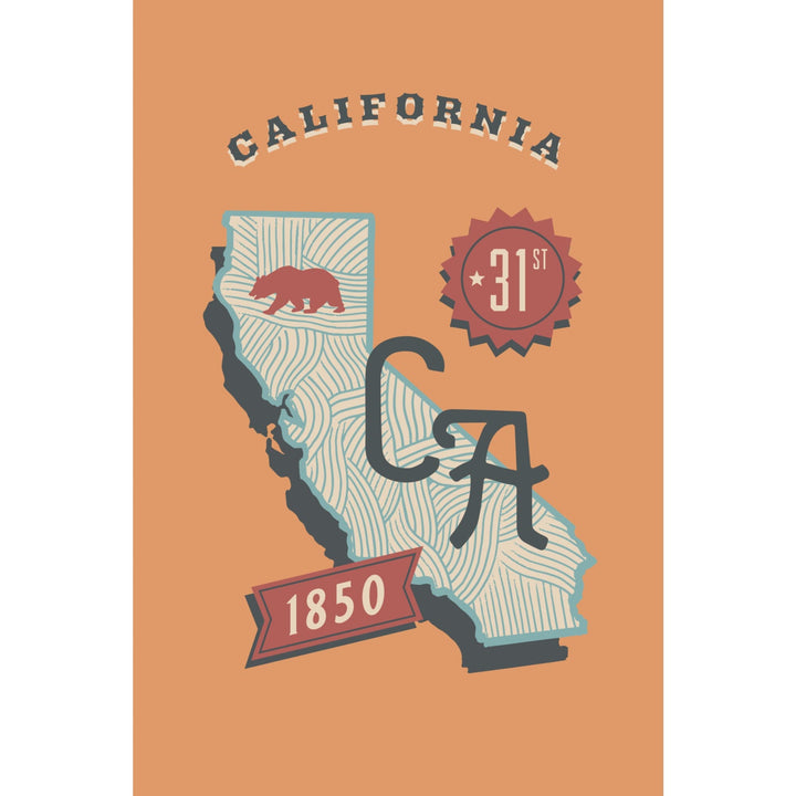 California, Statehood, State Series, Organic Cotton Kitchen Tea Towels - Lantern Press