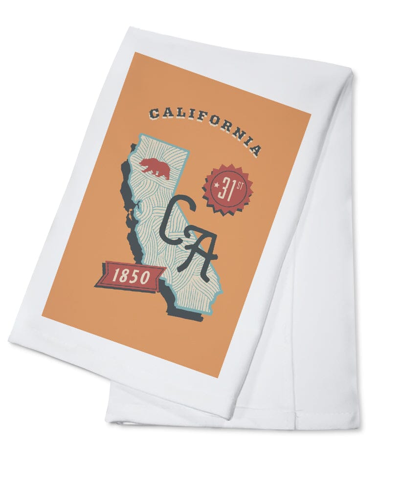 California, Statehood, State Series, Organic Cotton Kitchen Tea Towels - Lantern Press