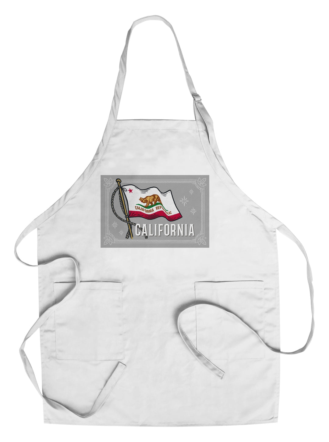 California Waving State Flag, Organic Cotton Kitchen Tea Towels - Lantern Press