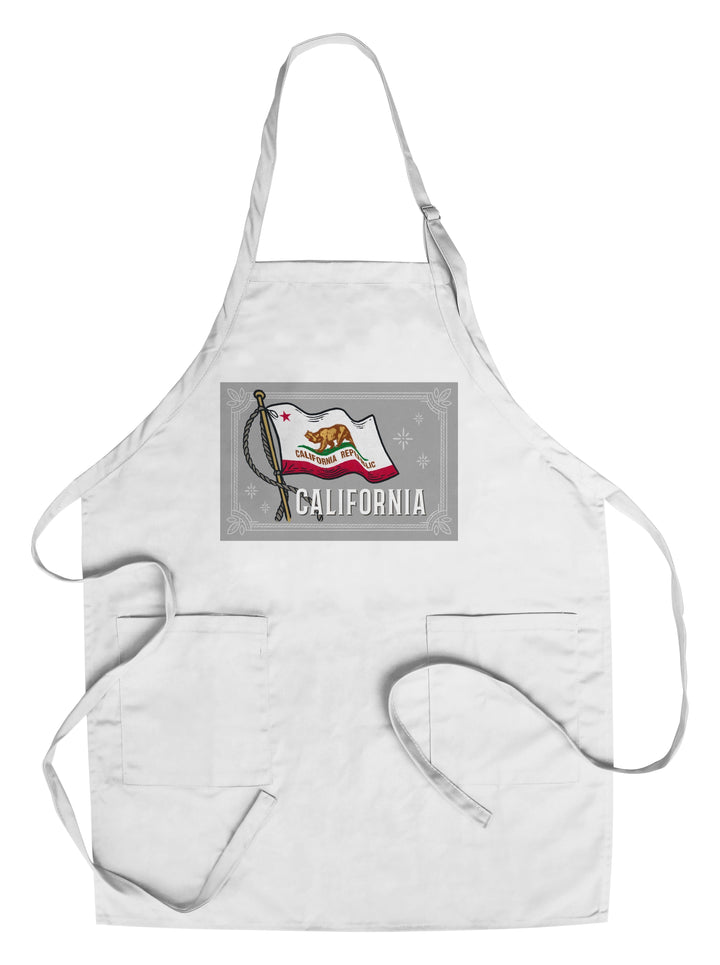 California Waving State Flag, Organic Cotton Kitchen Tea Towels - Lantern Press