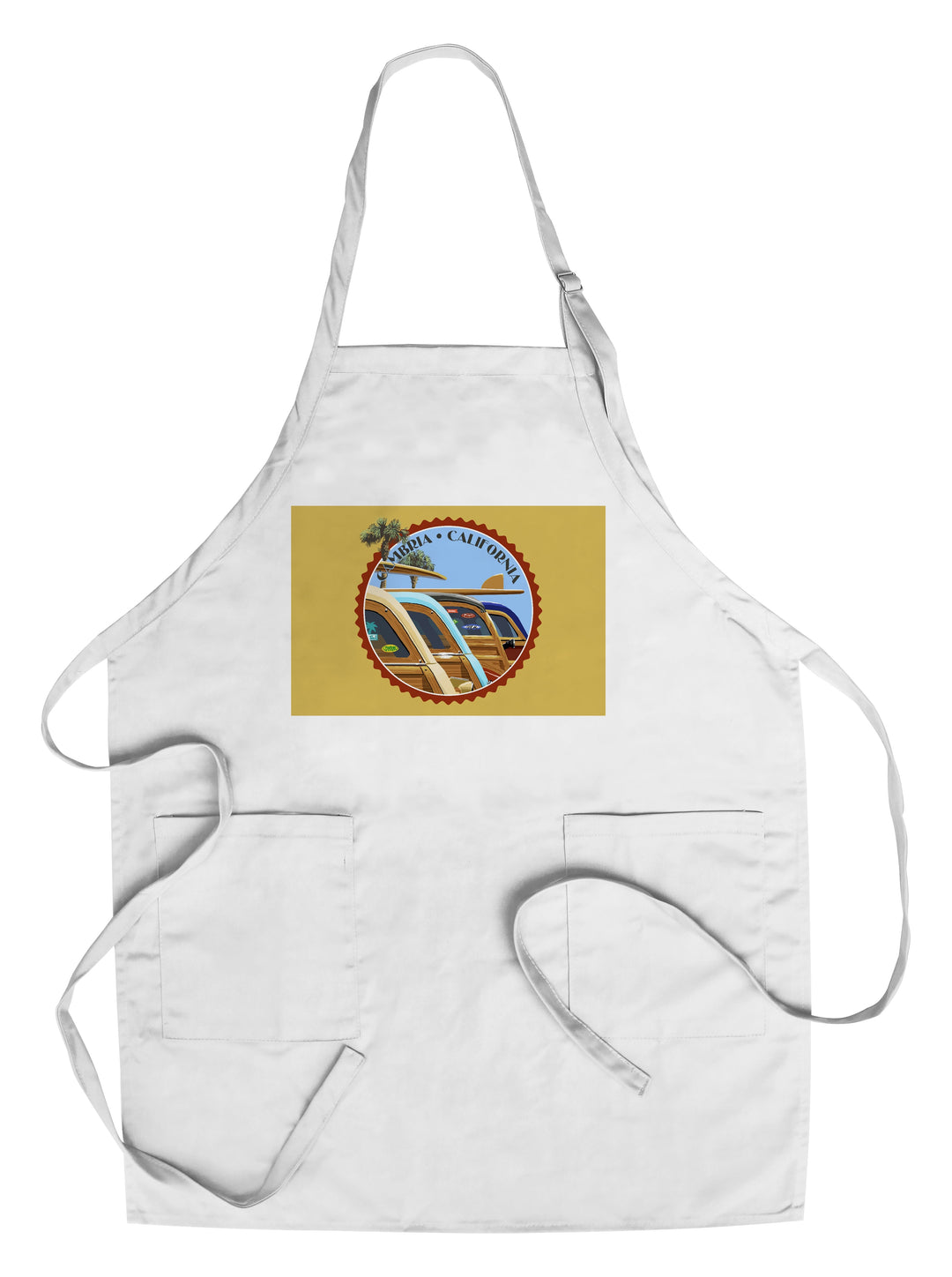 Cambria, California, Woodies Lined Up, Contour, Organic Cotton Kitchen Tea Towels - Lantern Press