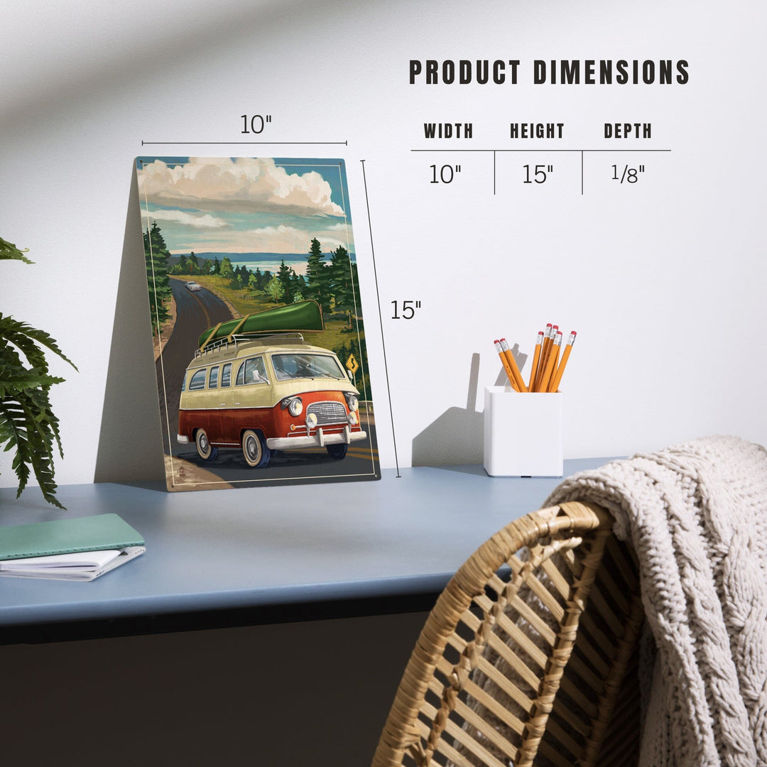 Camper Van, Canoe, Lantern Press Artwork, Wood Signs and Postcards - Lantern Press