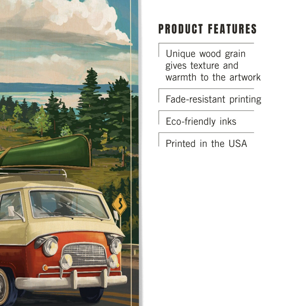 Camper Van, Canoe, Lantern Press Artwork, Wood Signs and Postcards - Lantern Press