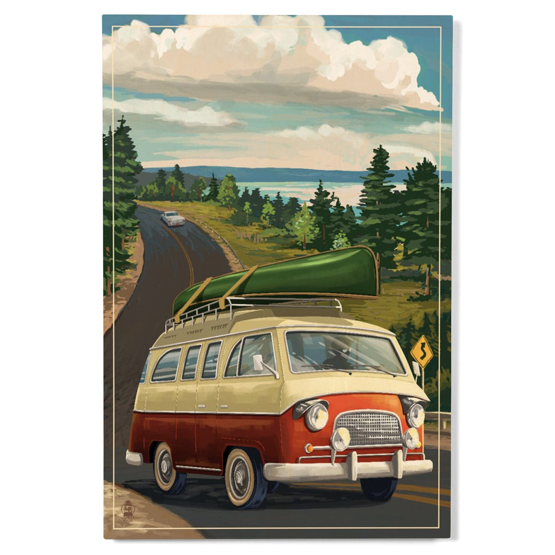 Camper Van, Canoe, Lantern Press Artwork, Wood Signs and Postcards - Lantern Press