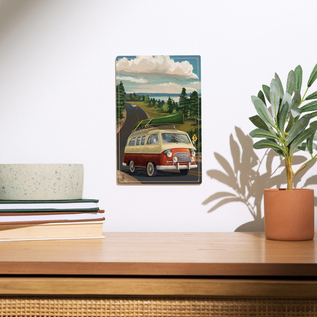 Camper Van, Canoe, Lantern Press Artwork, Wood Signs and Postcards - Lantern Press