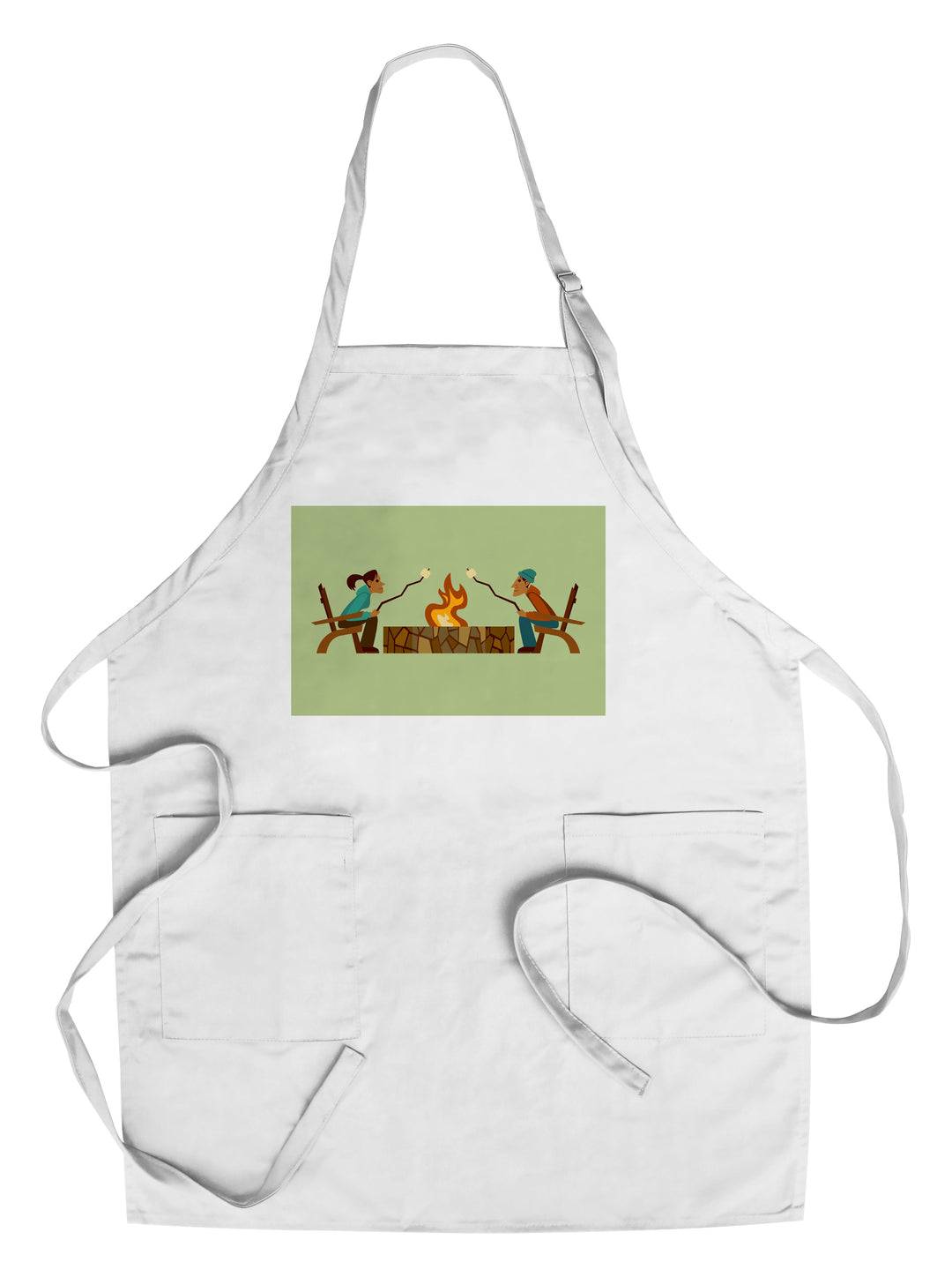 Campfire, Roasting Marshmallows, Geometric, Contour, Organic Cotton Kitchen Tea Towels - Lantern Press