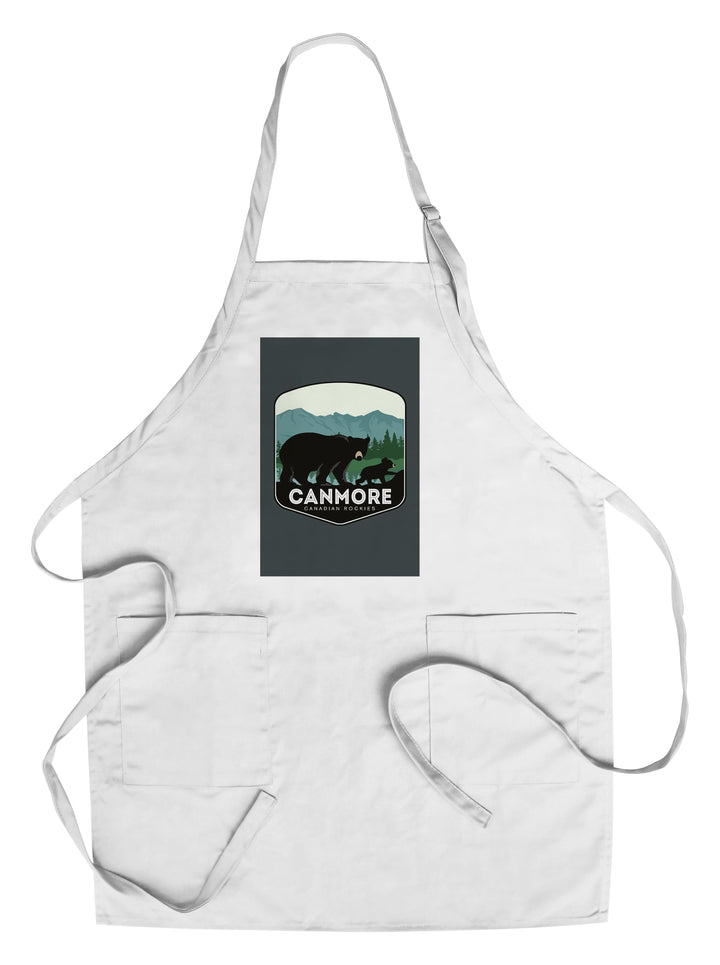 Canmore, Canada, Canadian Rockies, Black Bear and Cub, Contour, Organic Cotton Kitchen Tea Towels - Lantern Press