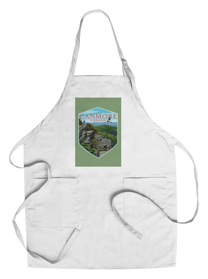 Canmore, Canada, Hikers and Hawk, Contour, Organic Cotton Kitchen Tea Towels - Lantern Press