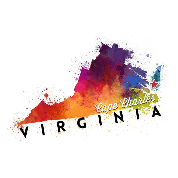 Cape Charles, Virginia, State Abstract Watercolor, Contour, Lantern Press Artwork - Lantern Press