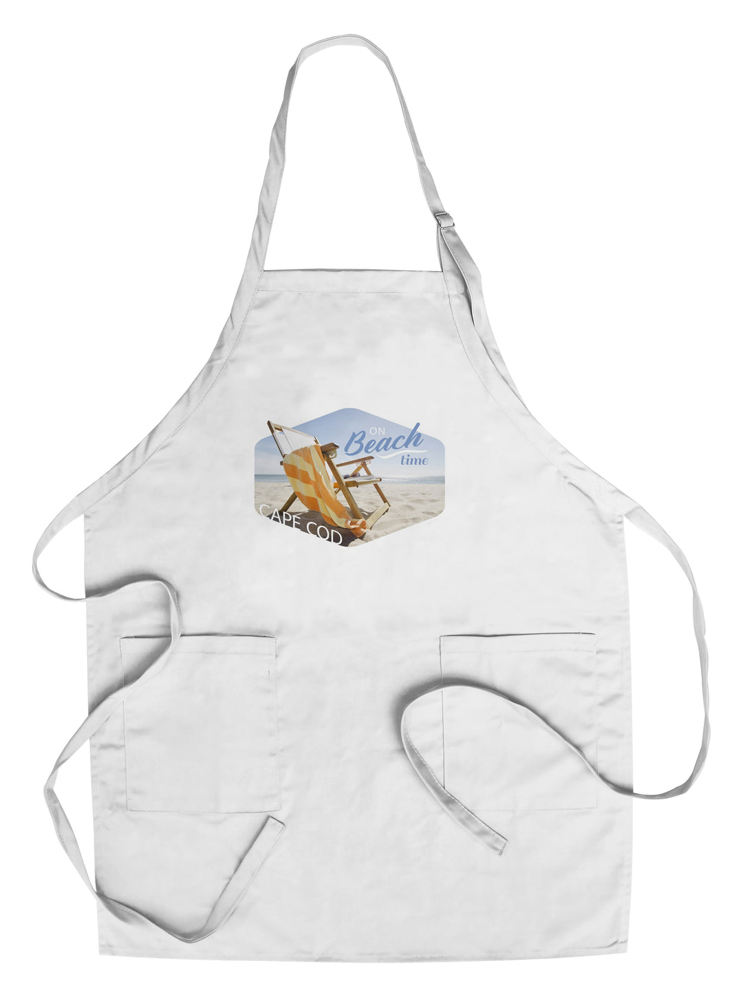 Cape Cod, Massachusetts, Folding Beach Chair, Contour, Organic Cotton Kitchen Tea Towels - Lantern Press