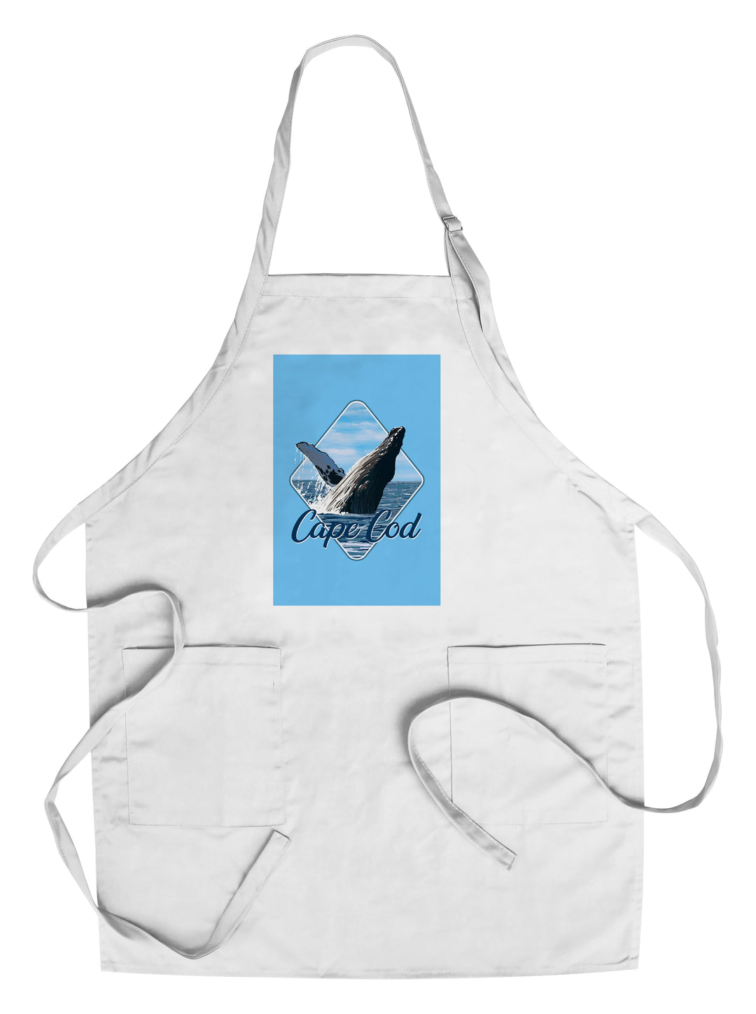 Cape Cod, Massachusetts, Humpback Whale, Contour, Lantern Press Artwork Kitchen Lantern Press Chef's Apron 