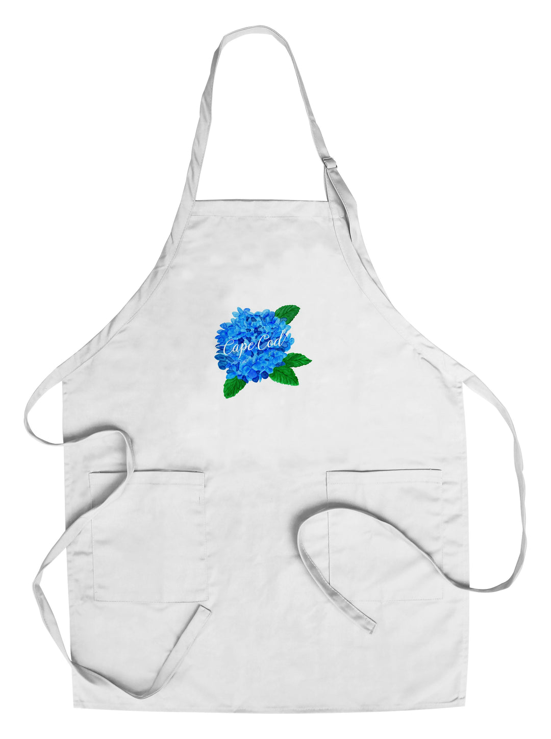Cape Cod, Massachusetts, Hydrangea, Watercolor, Contour, Organic Cotton Kitchen Tea Towels - Lantern Press