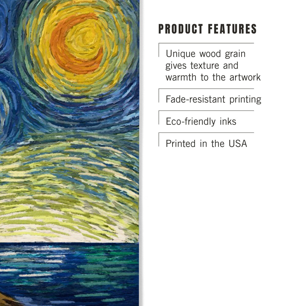 Cape Elizabeth, Maine, Portland Head Lighthouse, Starry Night, Lantern Press Artwork, Wood Signs and Postcards - Lantern Press