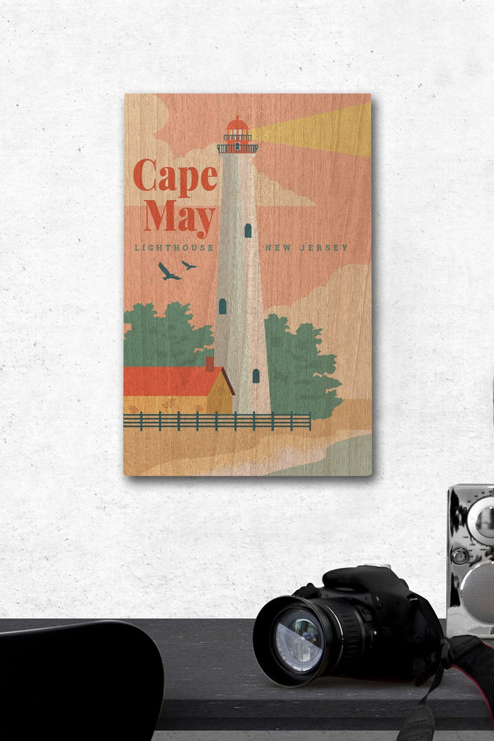 Cape May, New Jersey, Lighthouse Scene, Vector, Lantern Press Artwork, Wood Signs and Postcards - Lantern Press
